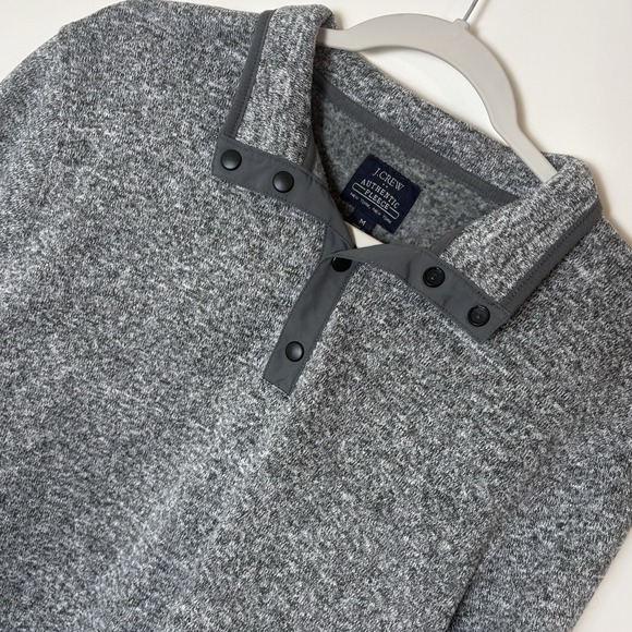J.CREW Other - J.Crew Authentic Fleece Men's Snap Pullover Med Grey Long Sleeve 1/4 Snap Button